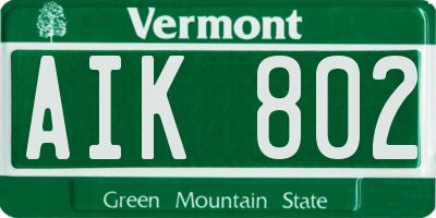 VT license plate AIK802