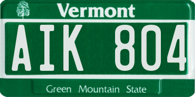 VT license plate AIK804
