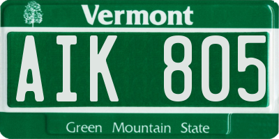 VT license plate AIK805