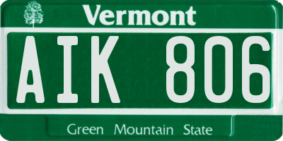 VT license plate AIK806