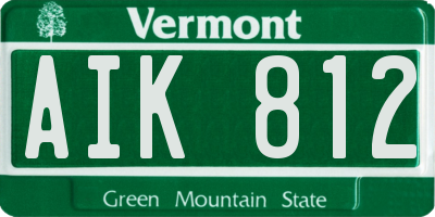 VT license plate AIK812