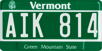 VT license plate AIK814