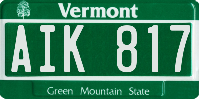 VT license plate AIK817