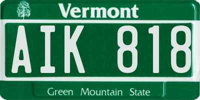 VT license plate AIK818