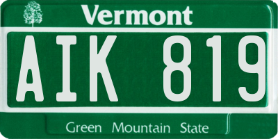 VT license plate AIK819
