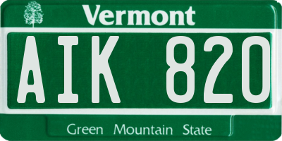 VT license plate AIK820