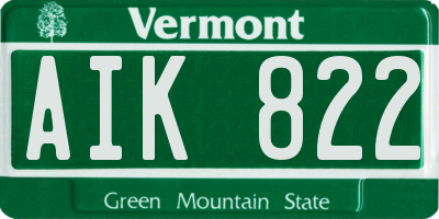 VT license plate AIK822