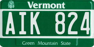 VT license plate AIK824