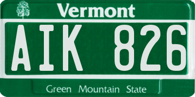 VT license plate AIK826