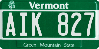 VT license plate AIK827