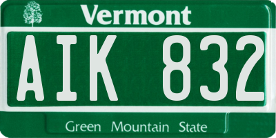 VT license plate AIK832