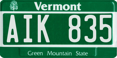 VT license plate AIK835