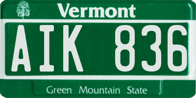 VT license plate AIK836