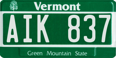 VT license plate AIK837