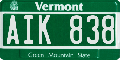 VT license plate AIK838