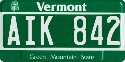 VT license plate AIK842