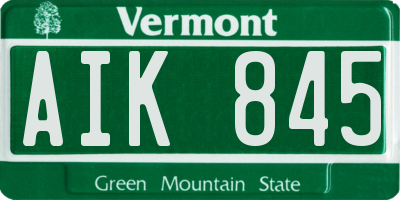 VT license plate AIK845