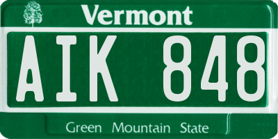 VT license plate AIK848