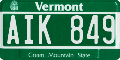 VT license plate AIK849