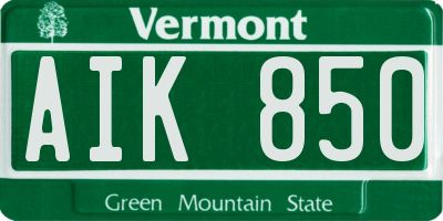 VT license plate AIK850