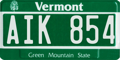 VT license plate AIK854