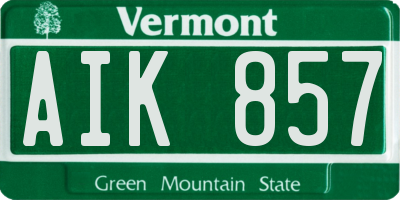 VT license plate AIK857