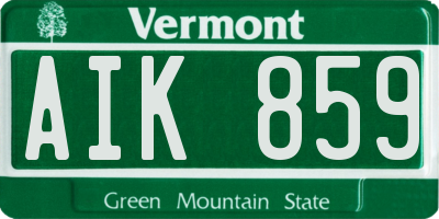 VT license plate AIK859