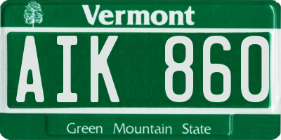 VT license plate AIK860