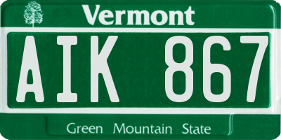 VT license plate AIK867