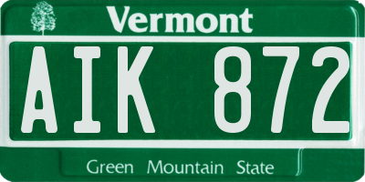 VT license plate AIK872