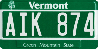 VT license plate AIK874