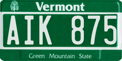 VT license plate AIK875