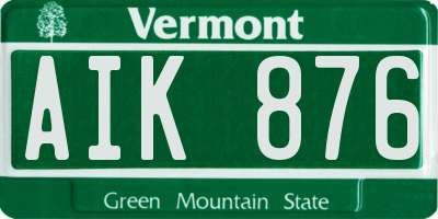 VT license plate AIK876