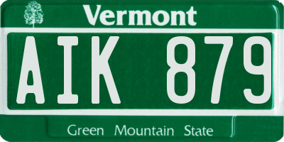 VT license plate AIK879