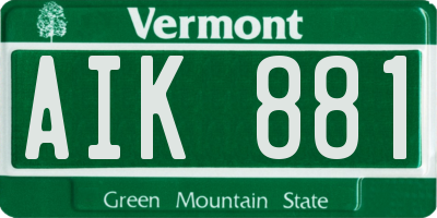 VT license plate AIK881