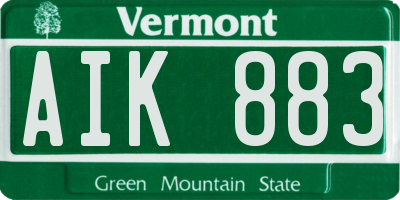 VT license plate AIK883