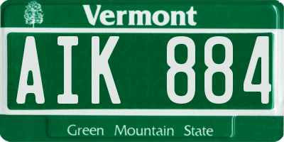 VT license plate AIK884