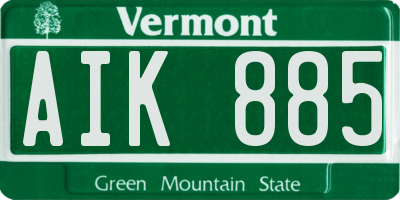 VT license plate AIK885