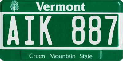 VT license plate AIK887