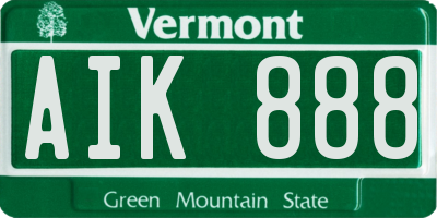 VT license plate AIK888