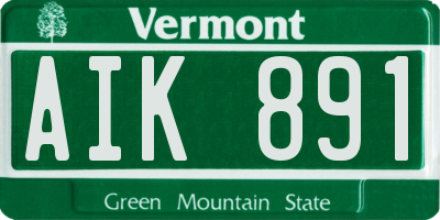 VT license plate AIK891