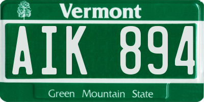 VT license plate AIK894