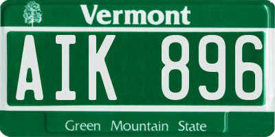 VT license plate AIK896