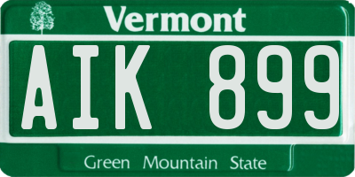 VT license plate AIK899