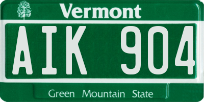 VT license plate AIK904