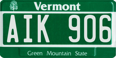 VT license plate AIK906