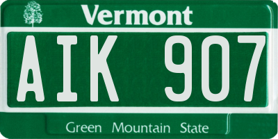 VT license plate AIK907