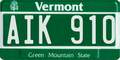 VT license plate AIK910