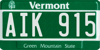 VT license plate AIK915