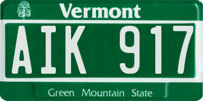 VT license plate AIK917